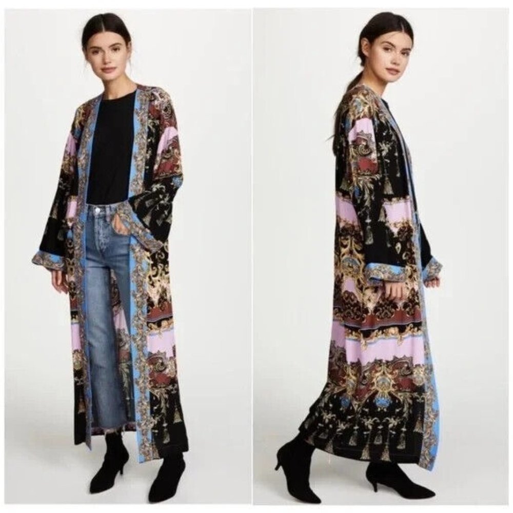 Free People Let's Dance Kimono XS Yukata Duster Robe Boho Print Festival